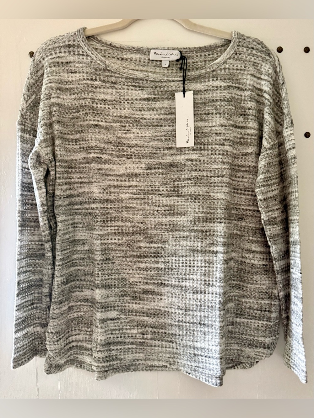 NWT Michael Stars long sleeve waffle tee
